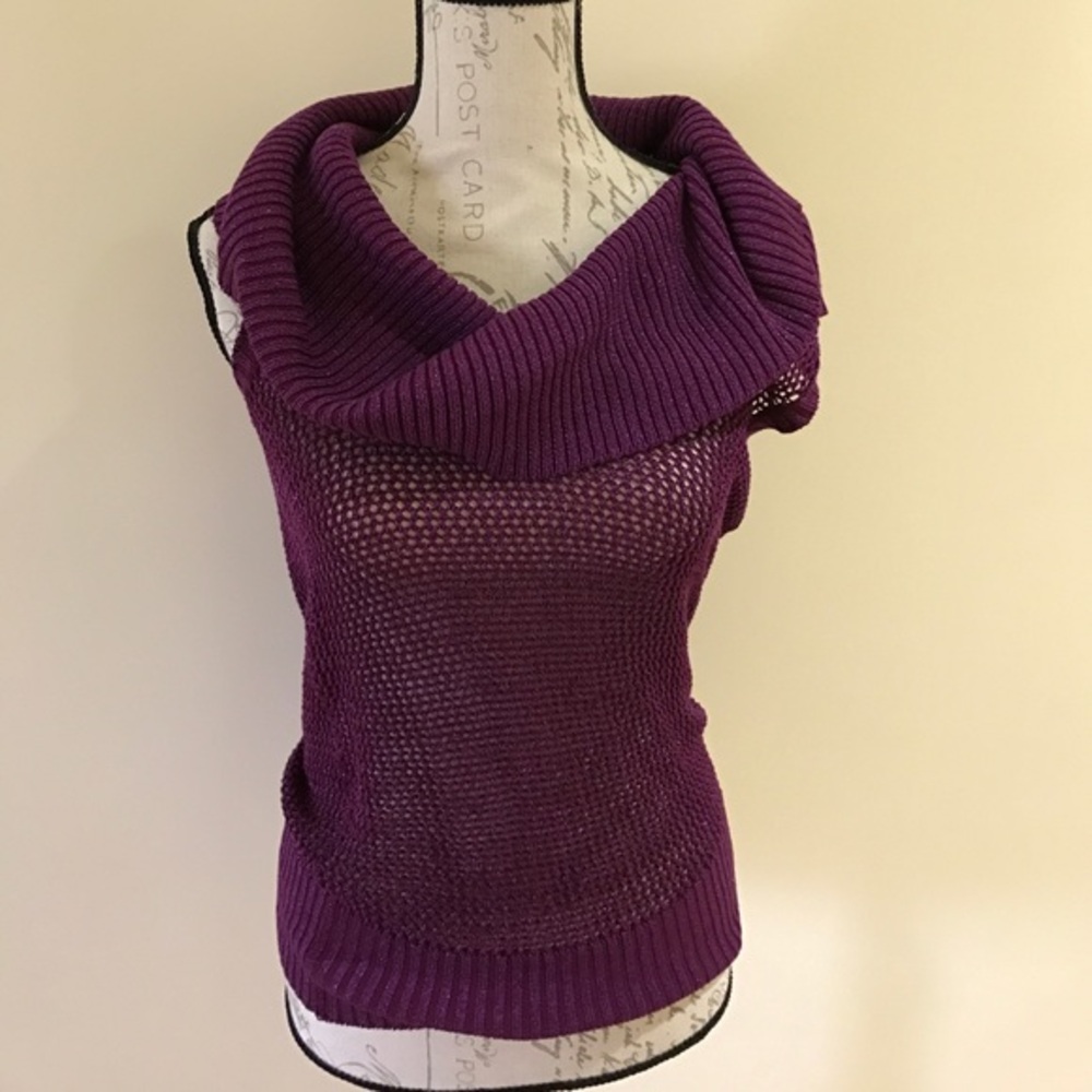 Cache silk blend metallic thread sweater, never worn